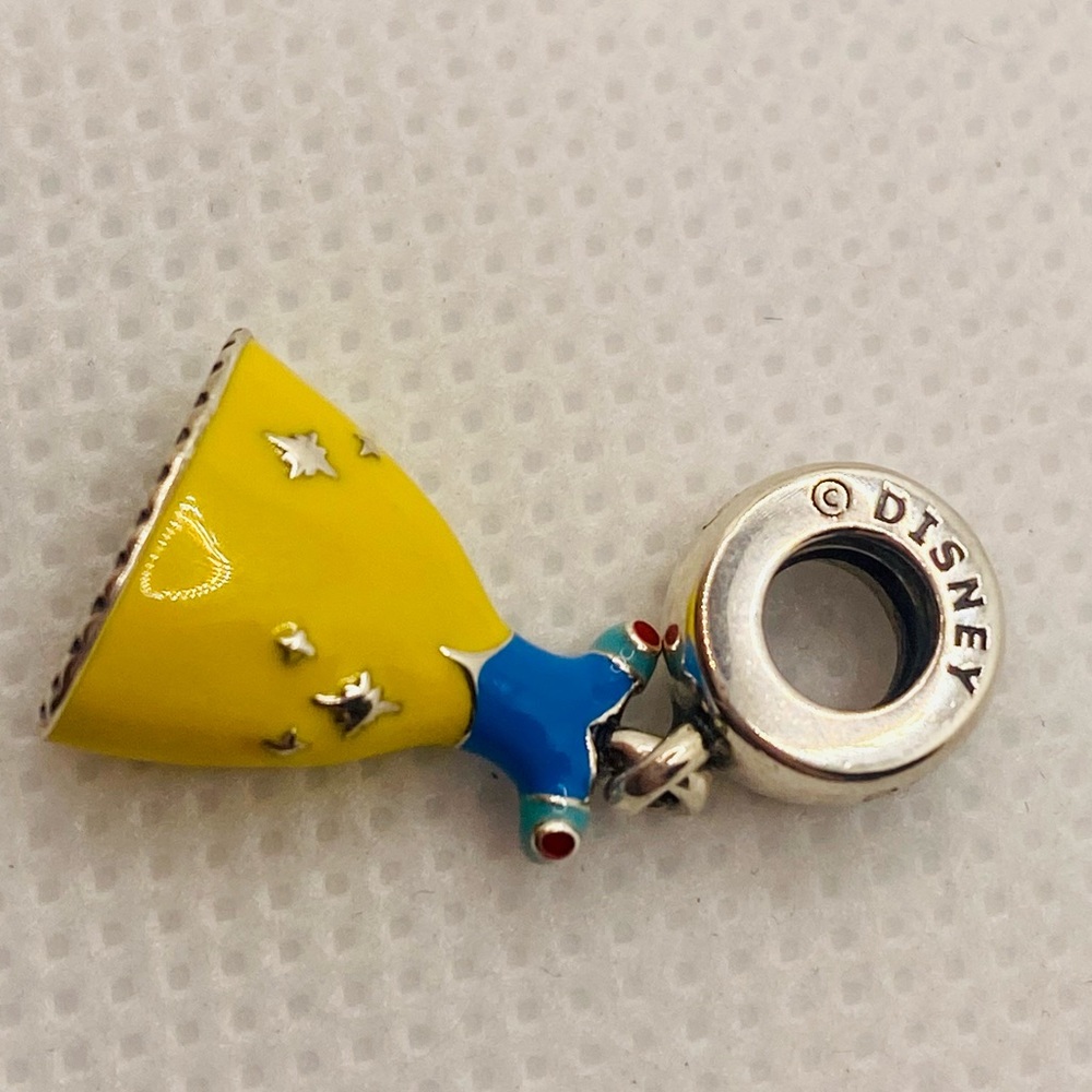 EUC Pandora 791579ENMX Silver Disney Snow Whites Light Yellow Dress Dangle Charm - Picture 6 of 7
